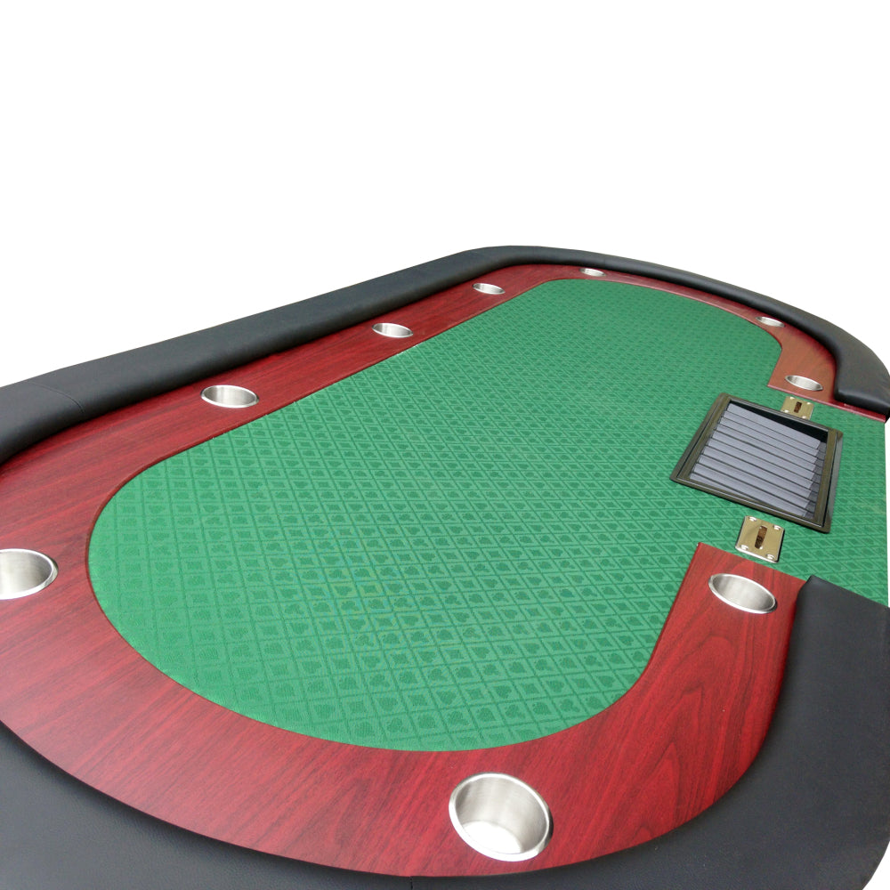 96" Luna Ultra Poker Table with Speed Cloth Racetrack Chip Tray Double DropBox Wooden Legs Green