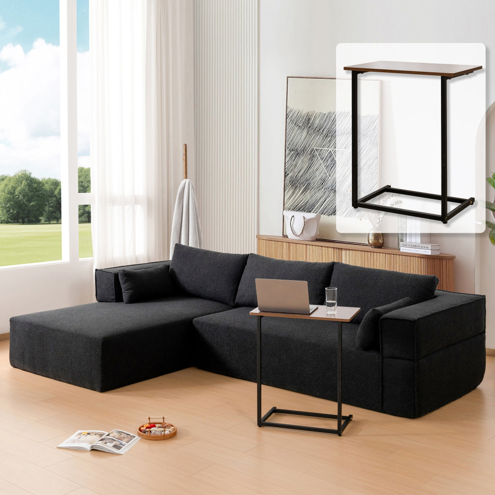 109*68" Modular Sectional Living Room Sofa Set, Modern Minimalist Style Couch, Upholstered Compressed Sofa for Living Room, Bedroom, Salon, 2 PC Free Combination, L-Shape, Cream
