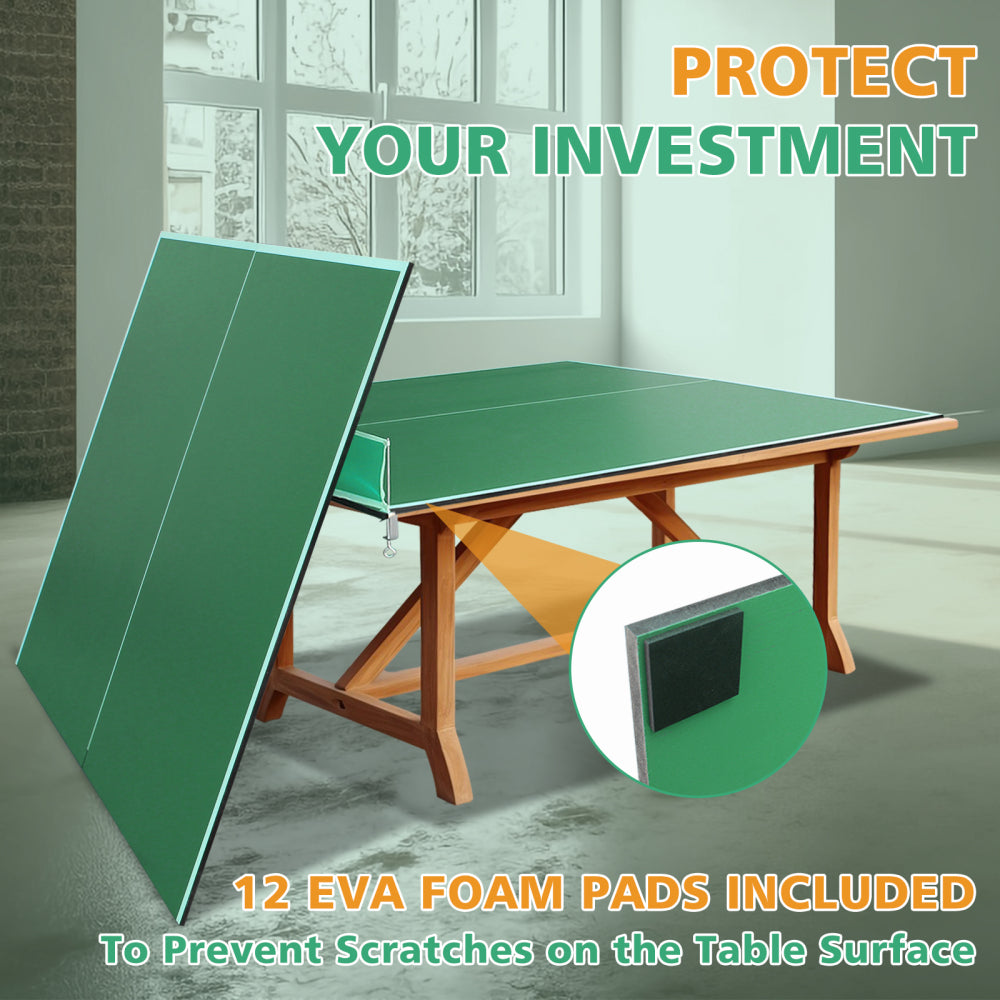 7*4ft Green Mid-Size Ping Pong Conversion Top Foldable & Portable Table Tennis Table Top for Indoor Games