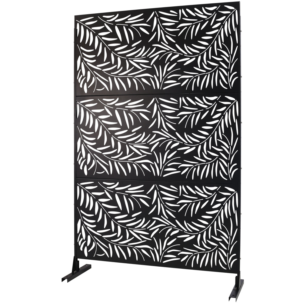 Outdoor & Indoor Privacy Screen Metal Privacy Screen 76" H×48" W, Freestanding Decorative Privacy Screen for Deck Balcony Patio, Privacy Fence Panels for Outside Lawn Garden PS119 BLACK