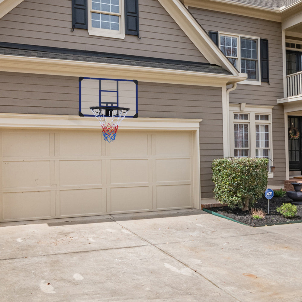 Wall-mounted basketball hoop, 35 x 24 inches shatterproof back, folding hoop, durable hoop and all-weather mesh for indoor and outdoor use
