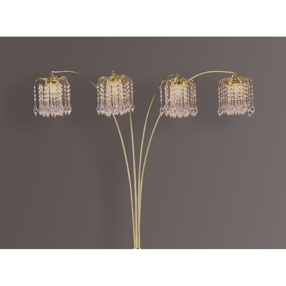 1pc Modern Design Classic Luxury Sleek Multi-head Floor Arc Lamp Half Moon Radiant Crystal-encrusted Sleek Metallic Stems Living Room Gold Arc Lamp