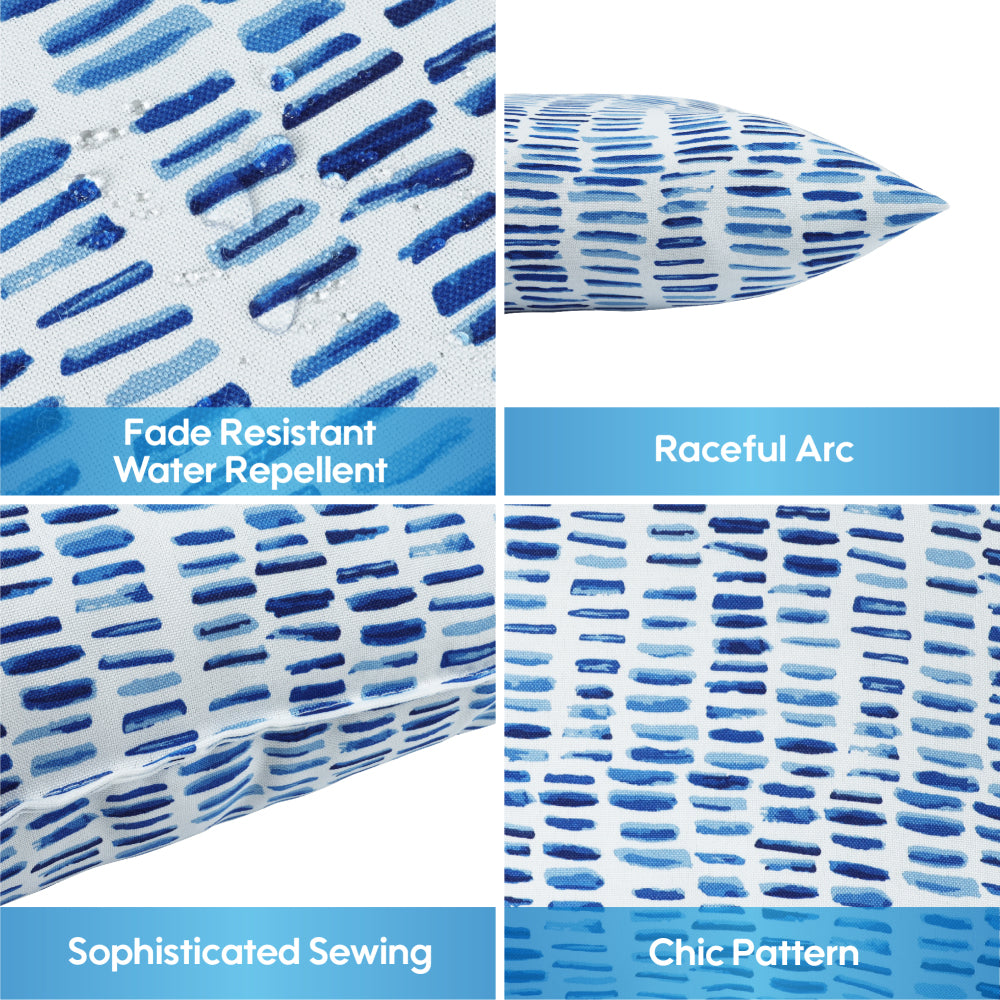 2 Pack Outdoor Throw Pillows, Patio Cushions Simulated Straw Weaving Strip)for Garden, Porch, Poolside Furniture - Soft & Comfortable Decorative Pillow Covers (18x18 Inch,Blue)