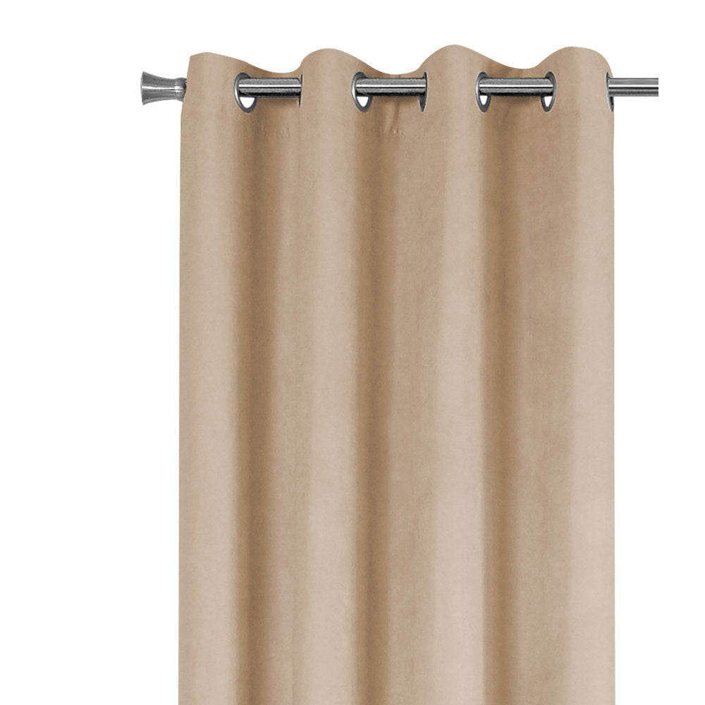 Curtain Panel, 2pcs Set, 54"w X 84"l, Room Darkening, Grommet, Living Room, Bedroom, Kitchen, Beige Micro Suede, Contemporary, Modern