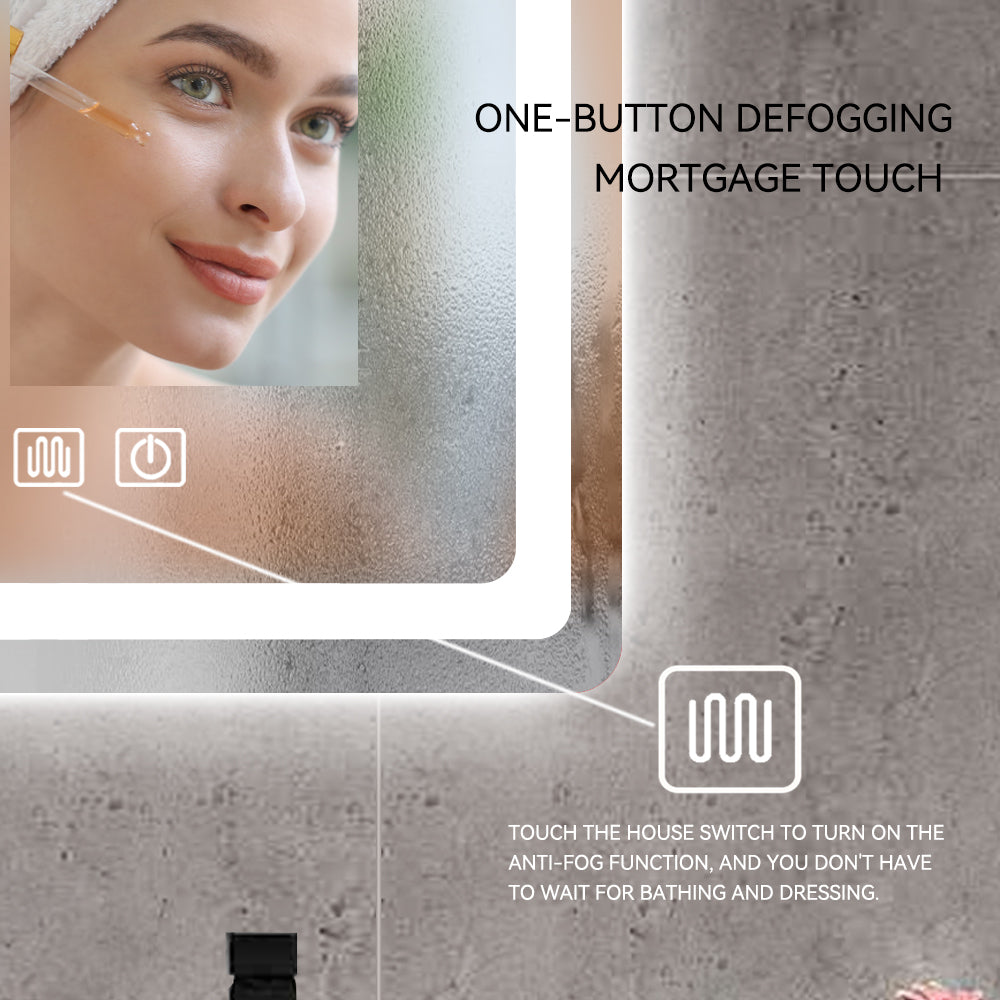 31in. H LED Single Bathroom Vanity Mirror in Polished Crystal Bathroom Vanity LED Mirror for Bathroom Wall Smart Lighted Vanity Mirrors