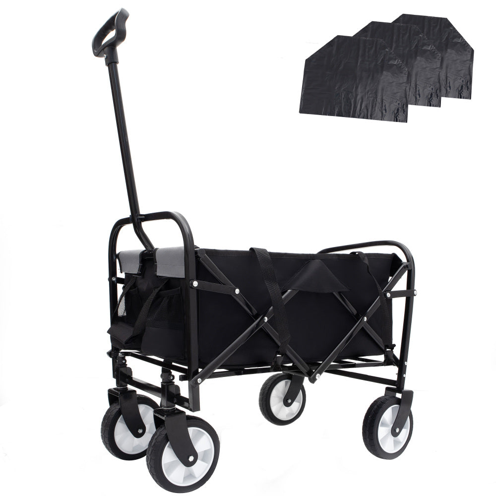 Minimeetall Multi-use Bag,Collapsible Foldable Wagon Cart Beach Wagon Heavy Duty Utility Cart Utility Wagon Grocery Cart for for Camping 3pcs plastic Liner bag /Cover , green