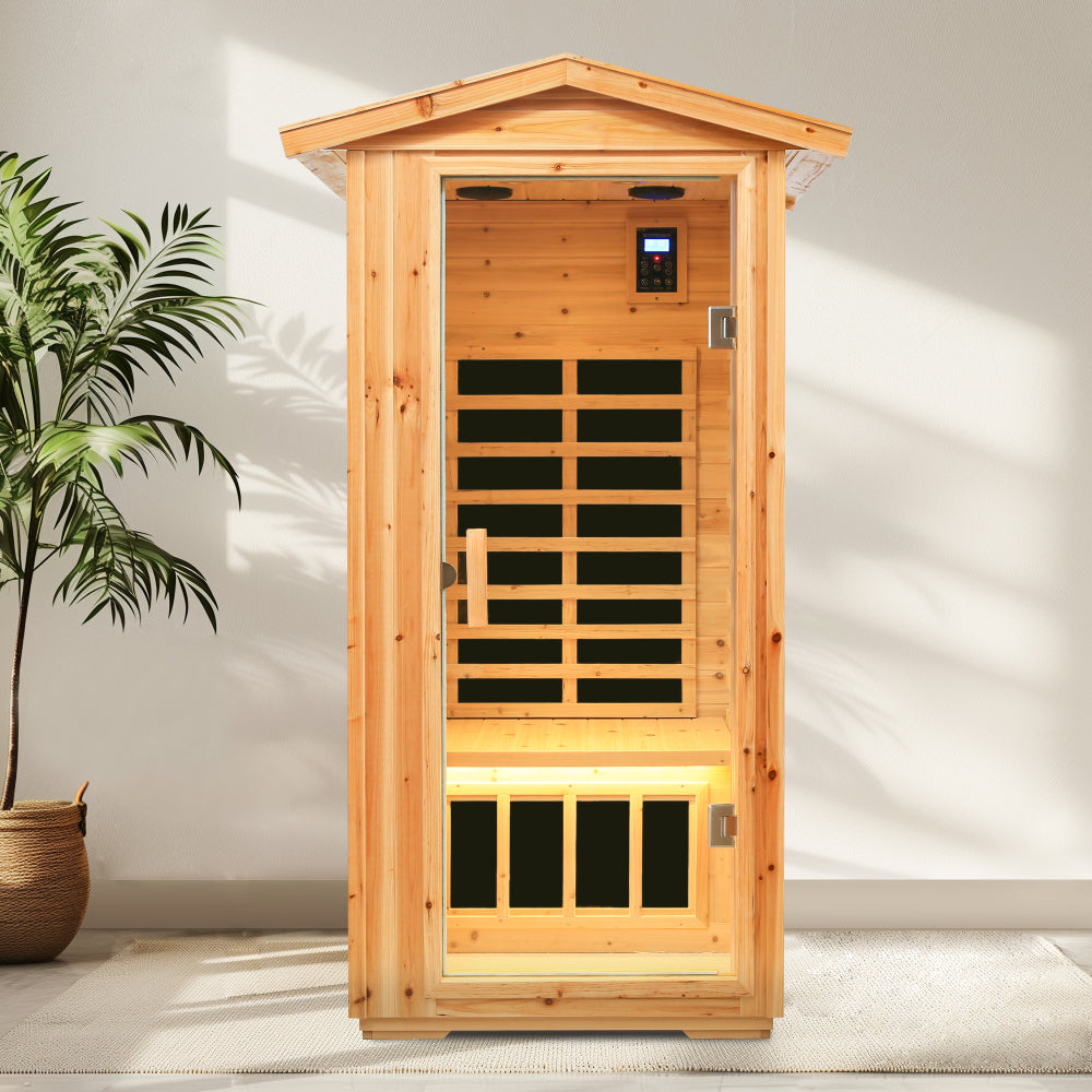 One person Far infrared old fir outdoor sauna room