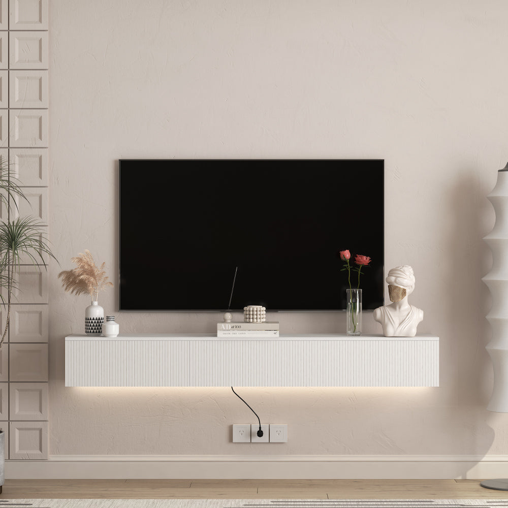 Floating TV Stand Wall Mounted with 16 Color LEDs,63" Modern TV Stand, Floating TV Cabinet Entertainment Center for 55 60 65 Inch TV,Black