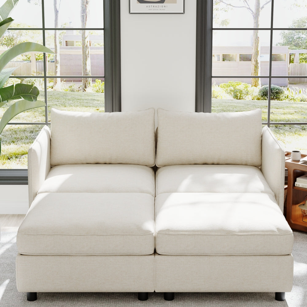 Armless Seat for Modular Sectional Sofa, Convertible Sofa Seat With Storage, Sleeper Sectional Sofa Set, Fabric Flexible Modular Combinations for Living Room(2PCS)