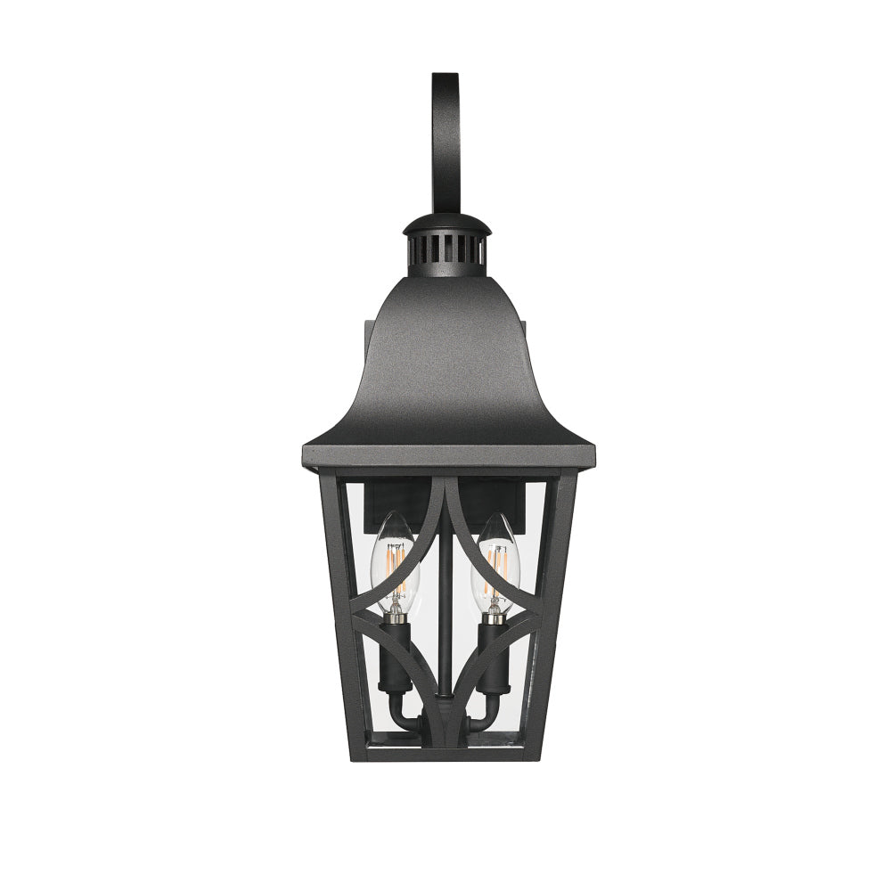 Outdoor Wall Light Fixtures, Waterproof Exterior Wall Sconce Porch Lights, Matte Black Outdoor Wall Lantern with Clear Glass, Outside Wall Mount Lighting for House, Garage, Front Door (2 pack)