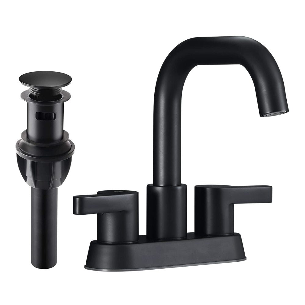 Bathroom Faucet 2 Handle 4 Inch Centerset Bathroom Sink Faucets 3 Hole with Pop Up Drain and Water Supply Lines, Brushed Nickel