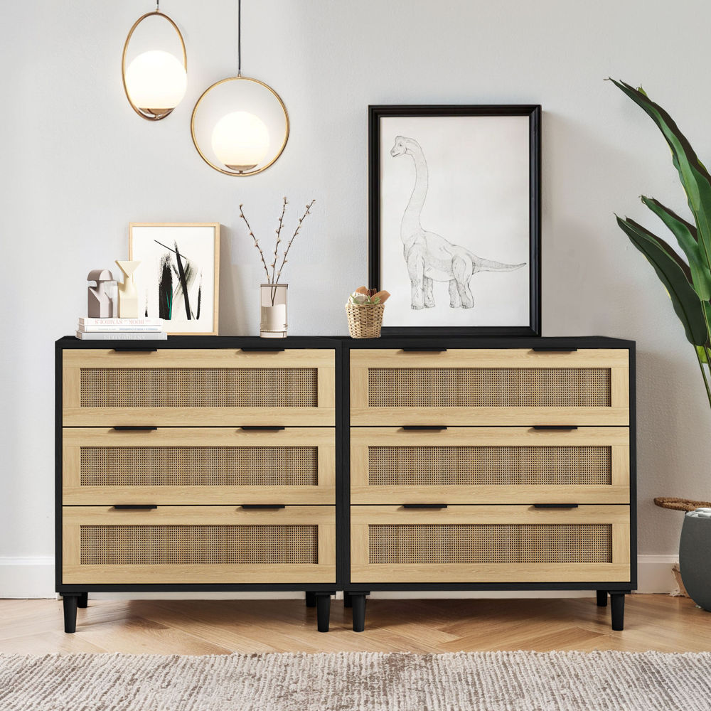 4 Drawers Rattan Cabinet,for Bedroom,Living Room,Dining Room,Hallways,Easy Assembly