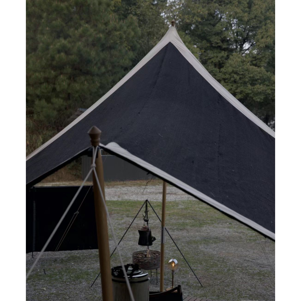 SAM&HAIBEI Tarps Heavy Duty Waterproof 16.4x12 ft, Made from Yak Hair. High Sun Resistance, Multipurpose Cover with Wooden Pole, Reinforced Edges, Double-Layered for Water Protection.