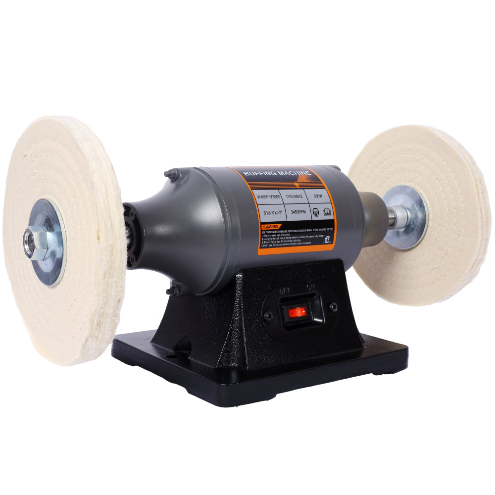 8-Inch Electric Polisher Bench Buffer Grinder - Includes 4PCs 80Ply Thic Buffing Wheels Ideal Benchtop Buffing Machine for Polishing Metal, Jewelry, Knives, Wood, Jade, and Plastic. CSA Certificated