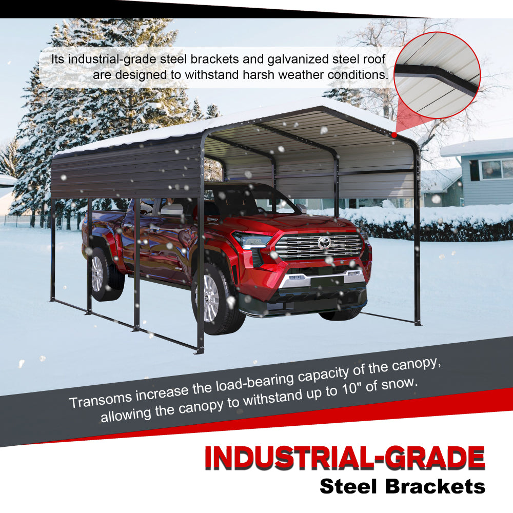 10x15 Metal Carport Carports with Enhanced Base Heavy Duty Garage Outdoor Galvanized Car Shelter for Car, Boats and Truck