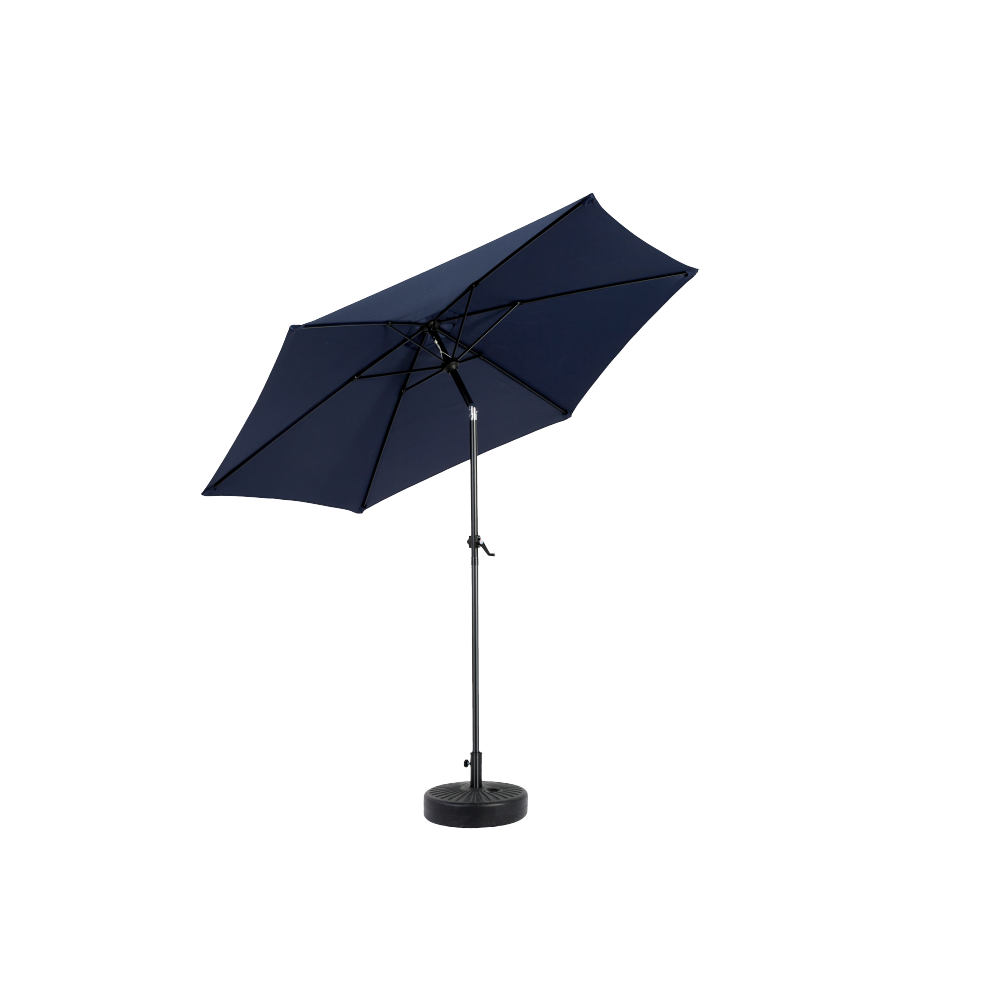 9FT Outdoor Patio Umbrella Outdoor Table Umbrella with Push Button Tilt and Crank, Market Umbrella 6 Sturdy Ribs , Deck, Backyard, Pool (Base Not Included) - (Navy blue )