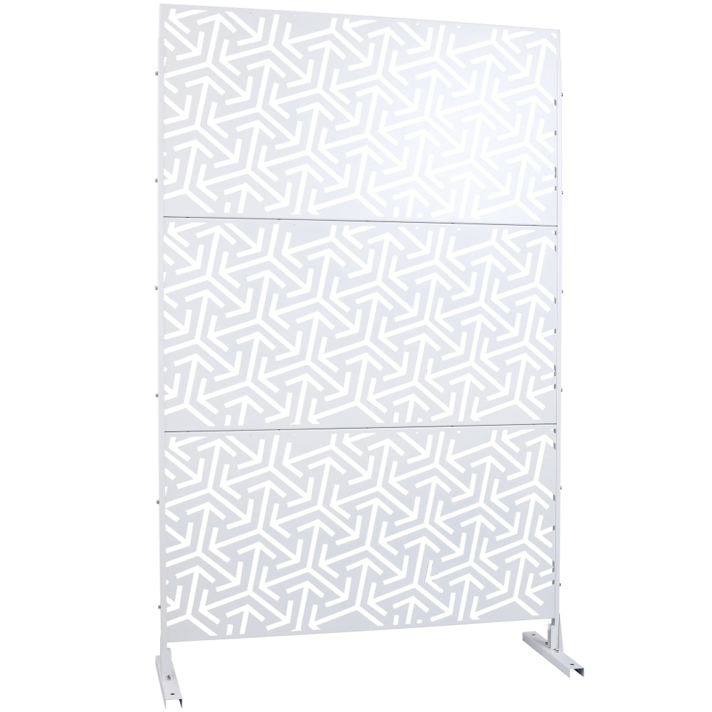 Outdoor & Indoor Privacy Screen Metal Privacy Screen 76" H×48" W, Freestanding Decorative Privacy Screen for Deck Balcony Patio, Privacy Fence Panels for Outside Lawn Garden PS120 WHITE