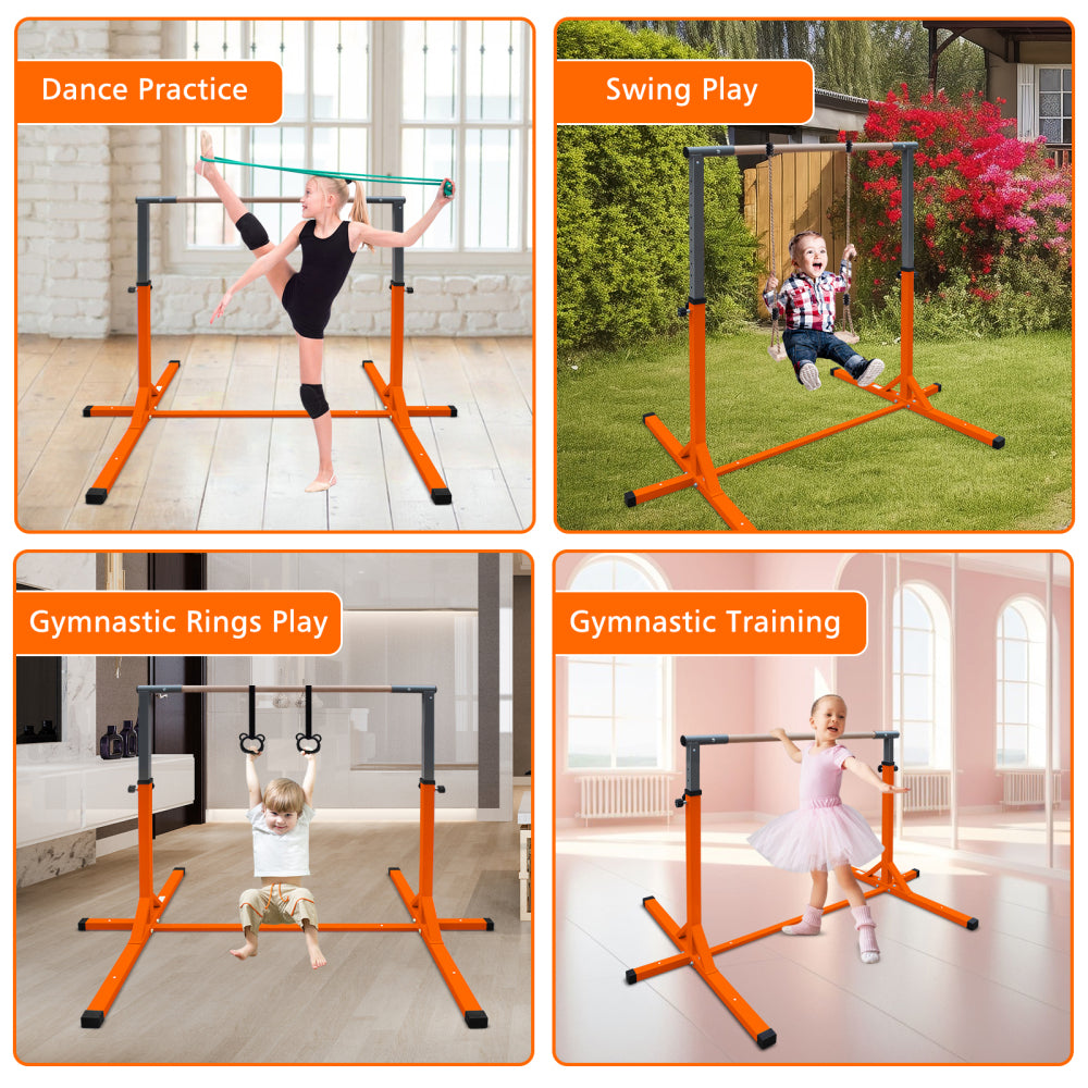 Gymnastics Bar for Kids, Adjustable Height Gym Bar, Junior Training Kip Bar for Home, Built for kids 3+ Years Yellow