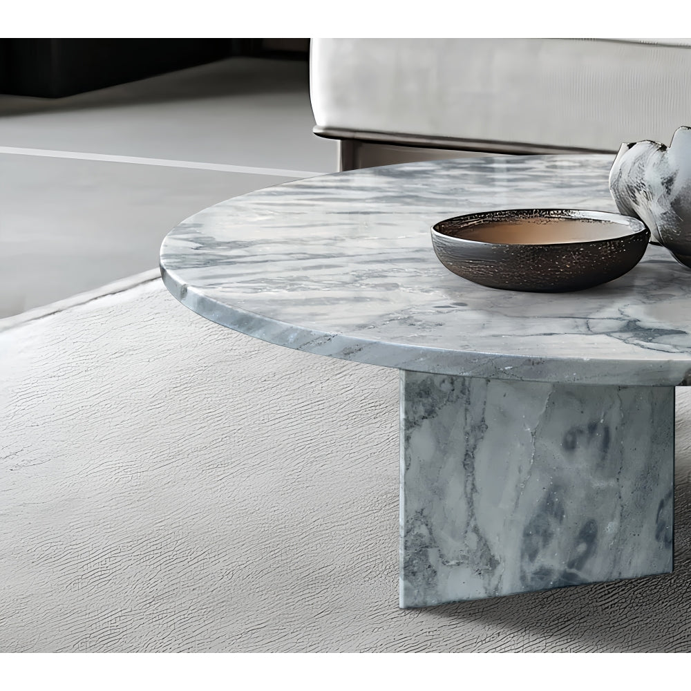Blue gray natural marble coffee table, small table, living room table, natural stone, Ø27.6 h12.6 Inch/Ø70 h32 cm, genuine marble, real marble