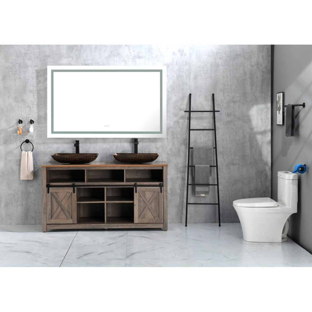 84 x 48 Inch LED Bathroom Mirror with Front and Backlight, Wall Mounted Vanity Mirror, Anti-Fog, Memory, 3 Colors, Stepless Dimmable