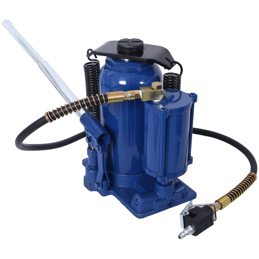 Air Hydraulic Bottle Jack, 20 Ton/44029 LBS All Welded Bottle Jack, 10.2-19.7 inch Lifting Range, Manual Handle and Air Pump, for Car, Pickup, Truck, RV, Auto Repair, Industrial Engineering ,Blue