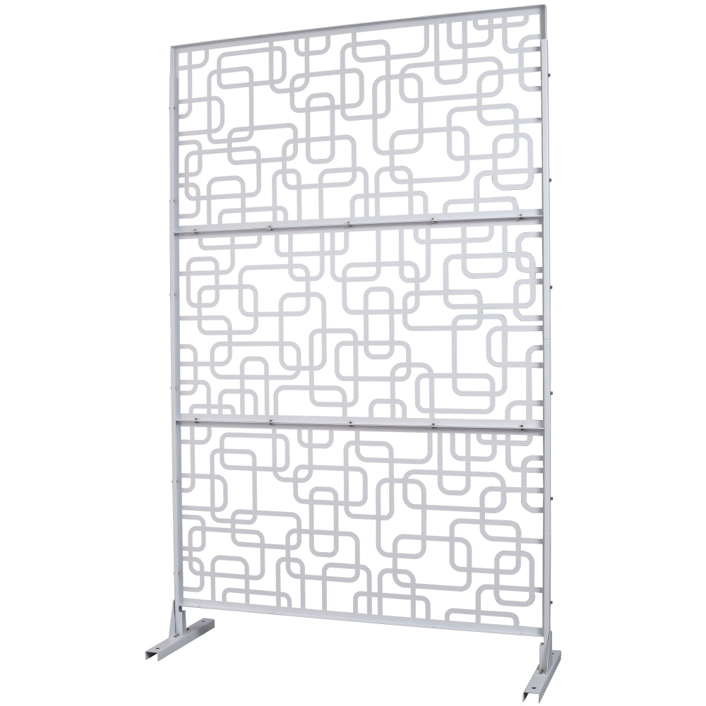Outdoor & Indoor Privacy Screen Metal Privacy Screen 76" H×48" W, Freestanding Decorative Privacy Screen for Deck Balcony Patio, Privacy Fence Panels for Outside Lawn Garden PS114 WHITE