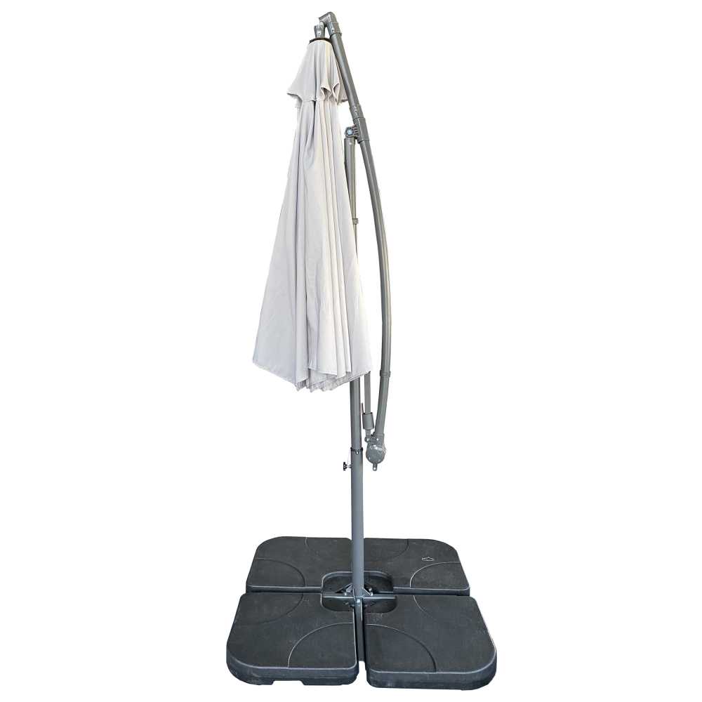 without Plastic base -10ft Offset Patio Umbrella - Offset Hanging Cantilever Patio Outdoor Market Umbrella Protection with Easy Tilt Adjustment and Crank for Pool Deck and Garden (Gray)