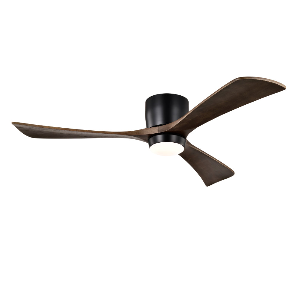 52" Ceiling Fan with Lights Remote Control,Quiet DC Motor 3 Wood Blade Ceiling Fans 6 Speed Levels,Reversible Ceiling Fan, for Patio Living Room, Bedroom, Office,Indoor.(Stain nickel + Walnut )