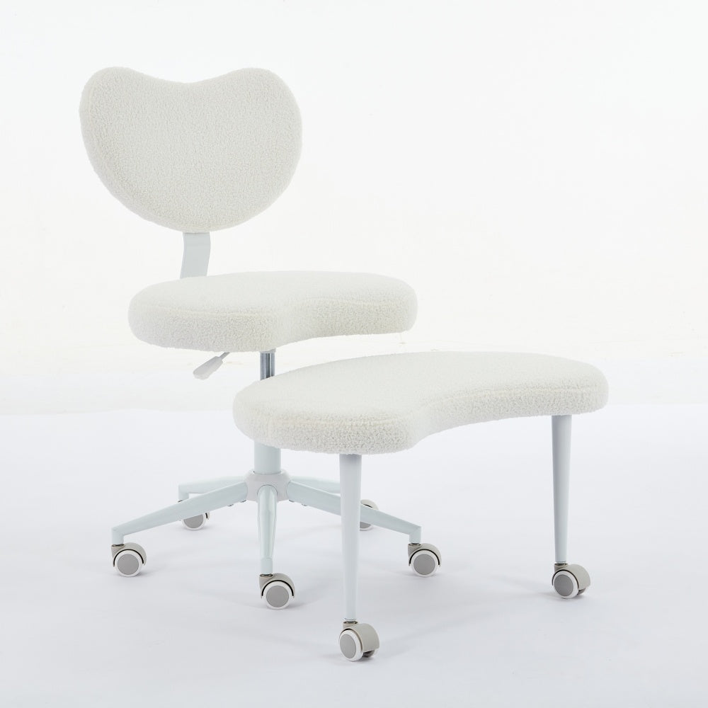 Meditation Chair Plus, Cross Legged Chair with Wheels, ADHD Chair, Criss Cross Desk Chair with Lumbar Support and Adjustable Stool, Flexible Design for Fidgety Sitters, Ivory