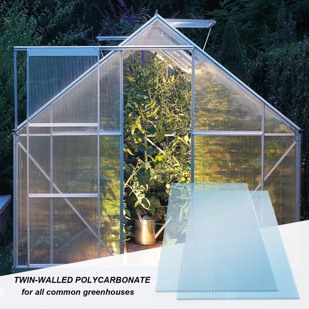 14 Pieces Set 2' (W) x 4' (L) Polycarbonate Panel,Twin-Wall Polycarbonate Sheets Waterproof UV Protected Reinforced Clear Sheets for Greenhouse, Outdoor, Plant Stand Roof