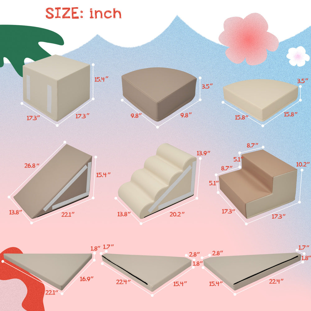 9-Piece Kids Climb & Crawl Soft Foam, Block Activity Play Set for Child, Toddler Toys Indoor, Baby Climbing Toys, Child Playtime Corner Climber Foam