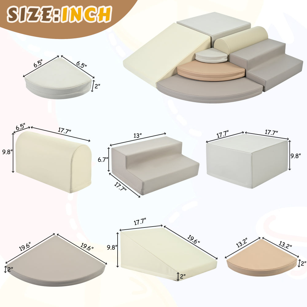 7-Piece Soft Foam Climbing Blocks for Toddlers,Soft Climb& Crawl Playset Indoor, Soft Play Equipment Climb and Crawl Playground for Kids, Babies Active Play Structure, Colorful