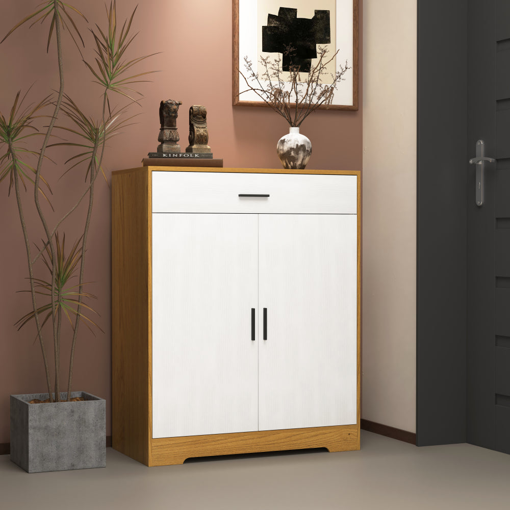 Shoe Storage Cabinet with 3 White Panel Flip Drawers, Freestanding Organizer for Entryway, Narrow Shoe Rack Cabinet