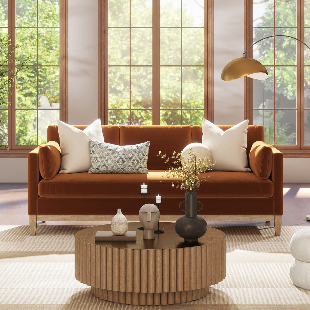 Knox 89" Modern Farmhouse Reversible Chaise Sectional Sofa, French Beige Performance Velvet