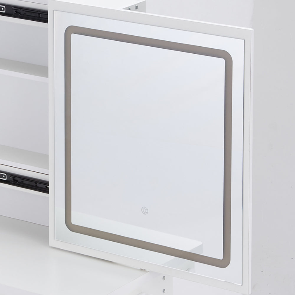 Middel Size 24"x22" Touch Control Sliding LED Mirror, Tri-color Switching, Brightness Adjustable White