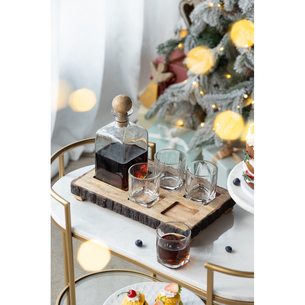 S/6 Alaine Bar Set with Mango Wood Stand
