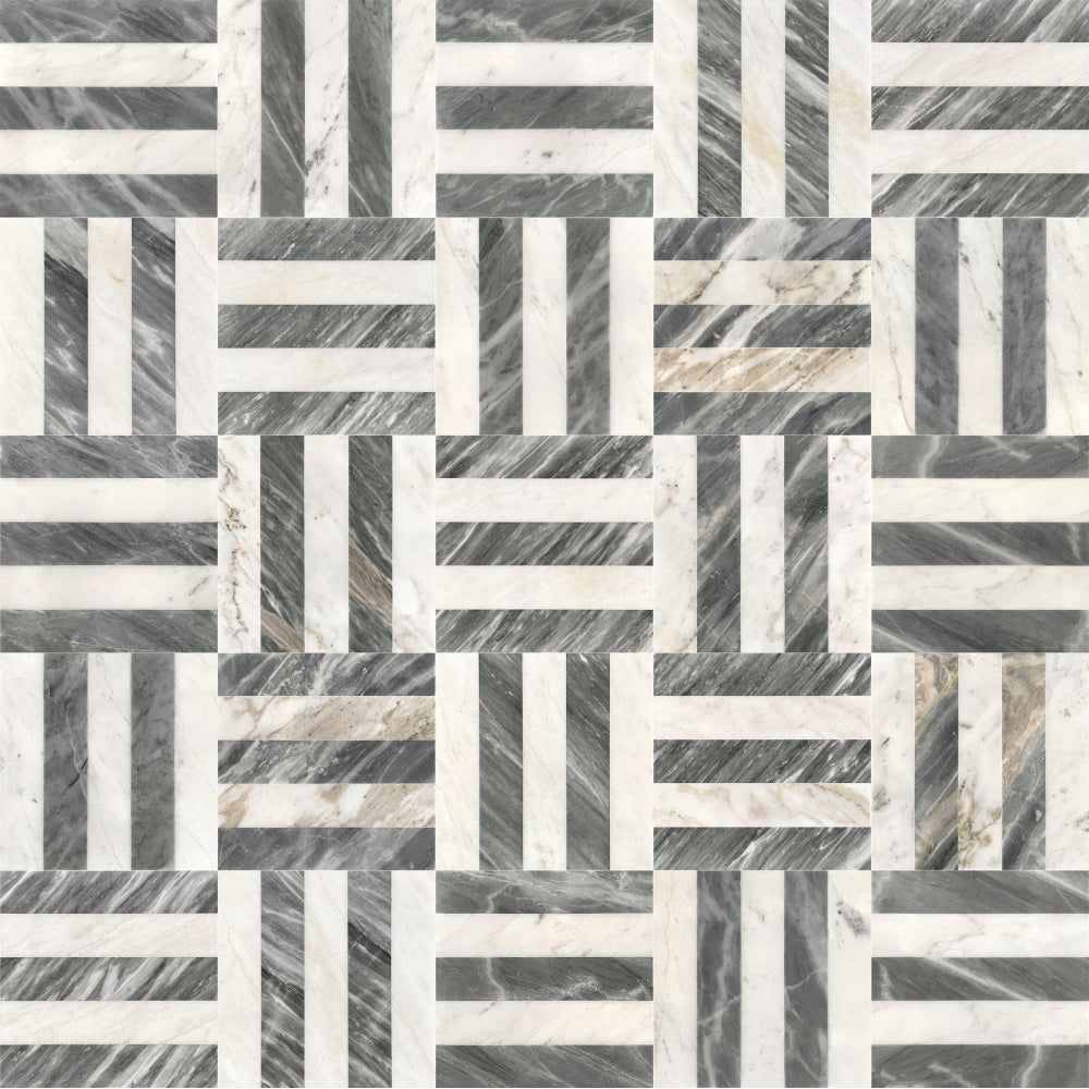 12*12 Waterjet marble,White Grey 2 color, natural marble, for floor and wall,polished marble tile, natural stone, genuine marble, real marble, 1 box each pattern 4 pcs