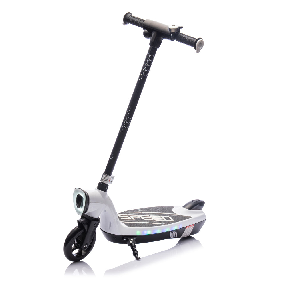 Kids Ride On Electric Scooter With Kickstand,Scooter Bell,Faster Speed And Longer Usage Time,Rear Brake,Wider Pedal,Non-Slip Handle,Colorful LED Lights,5.59-6.84 MPH For Kids 6+.