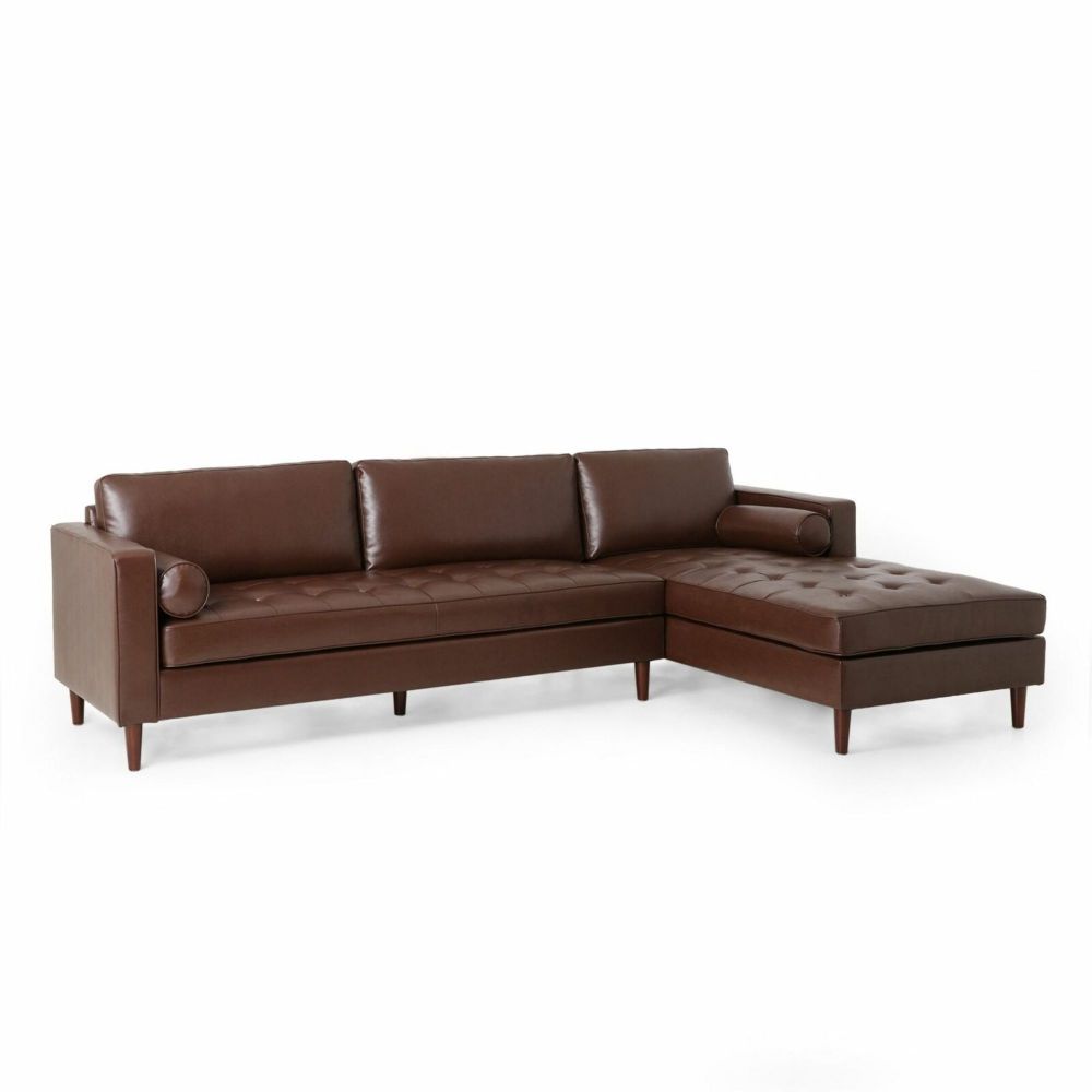 Modern Minimalist 70.75" L-Shape Couch with Chaise, 4-Seater Modular Sectional Sofa, Convertible Upholstered Couches for Living Room Bedroom(Dark Brown, PU)