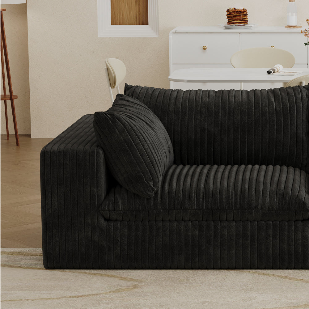 Cloud Sofa,Corduroy Fabric,Deep Seat Couches,Double-layer design,Removable Cushion,No Assembly, DIY Combination for Living room, Bedroom,Conference room ,Apartment,White