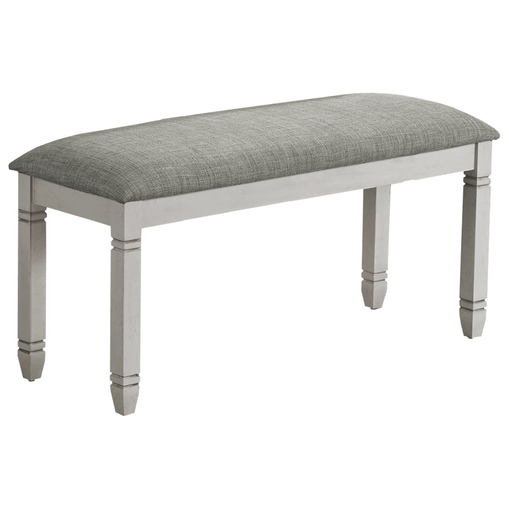 Bench, 41" Rectangular, Kitchen, Dining Room, Entryway, Bedroom, Upholstered, Wood, Grey Solid Wood, Grey Fabric, Transitional
