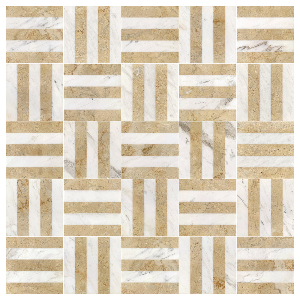 12*12 Waterjet marble,White Gold 2 color, natural marble, for floor and wall,polished marble tile, natural stone, genuine marble, real marble, 1 box each pattern 4 pcs