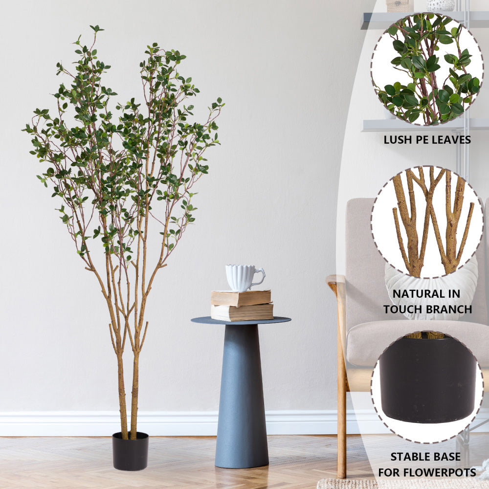 Faux Black Olive Tree, 160cm Tall Artificial Indoor Tree with Natural Trunk and Realistic Leaves for Home or Office Decor, 1pc/set