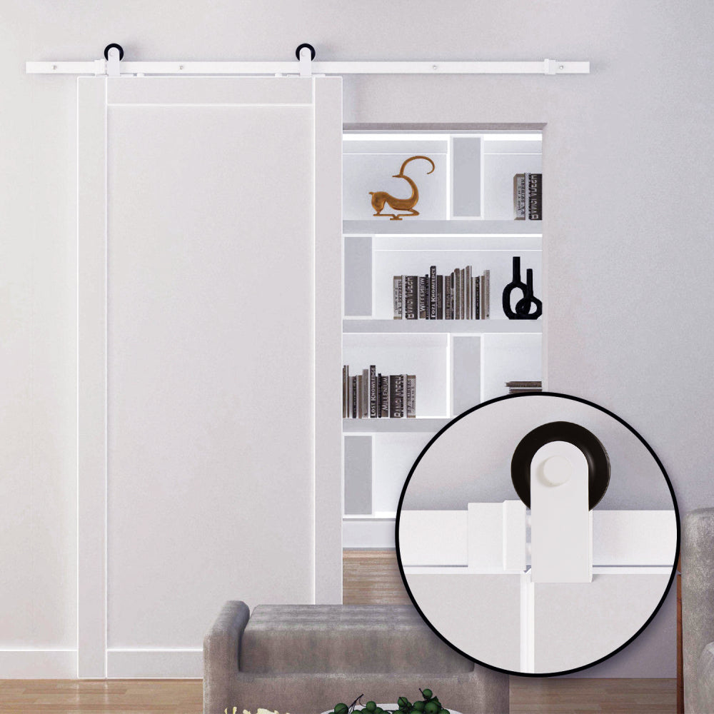 HOMCOM 6' Rustic Interior Sliding Barn Door Mounting Hardware Kit, White