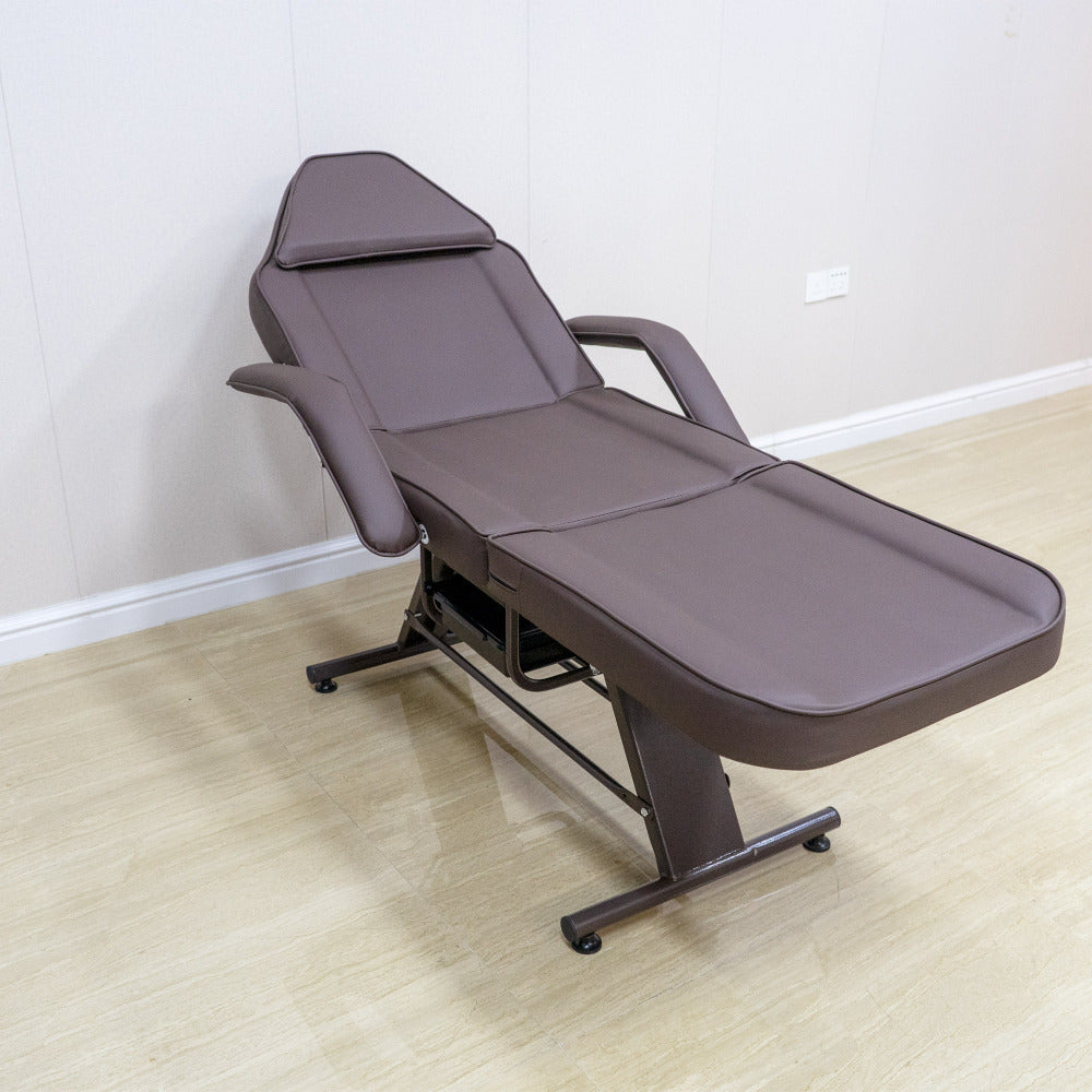 Tattoo Chair for Client, Facial Beds for Esthetician Adjustable 3-Section Lash Tattoo Bed, 72 Inches Facial Spa Chair Professional Tattoo Chair for Artist Beauty Massage Salon,Brown