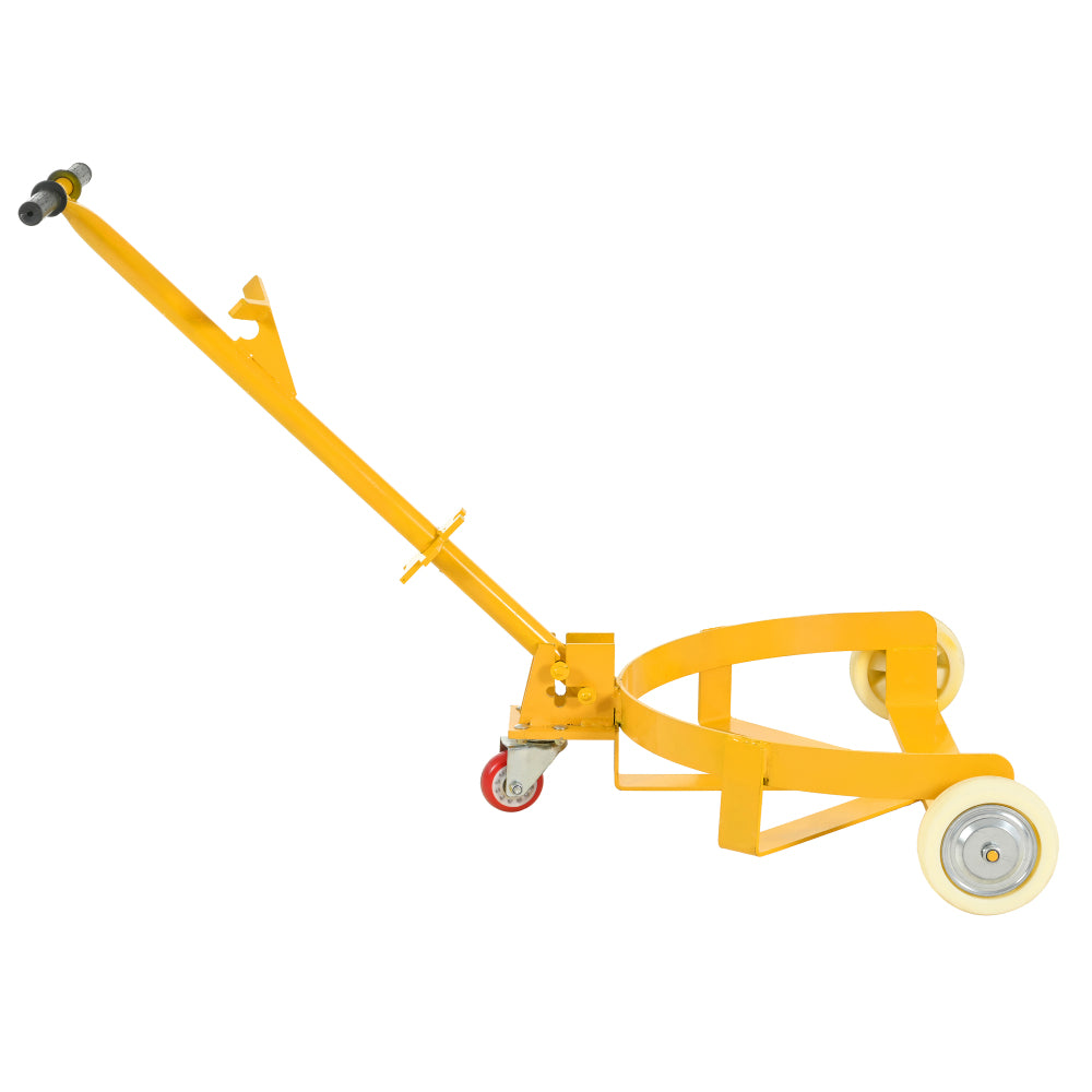 55 Gallon Drum Dolly, 1200lbs capacity, with 2 fixed PU Wheels and 1 swivel wheel - Low Profile Steel Oil Drum Caddy Oil Barrel Drum Roller Hand Cart