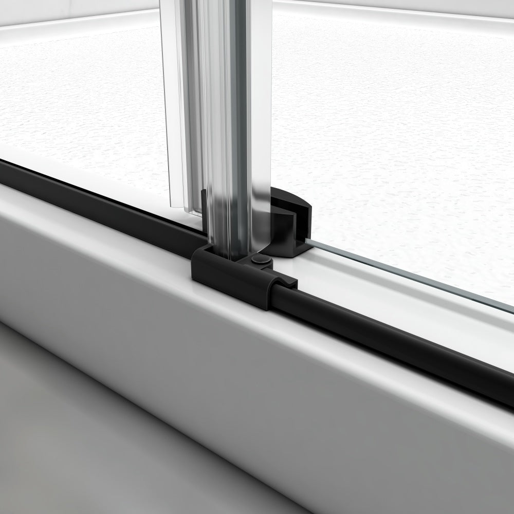 56-60"W×76"H Frameless Shower Door,6mm SGCC Tempered Glass+Protective,Matte Black,Stainless Steel Handle/ Rail,Adjustable Width,Easy Inst