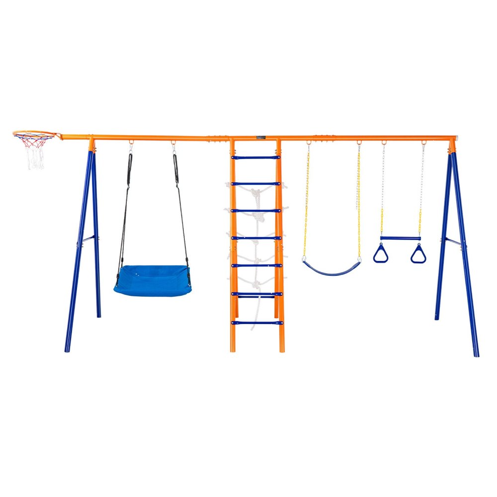 Swing Sets for Backyard 6 in 1 Swing Set 440lbs Capacity Metal Swingset