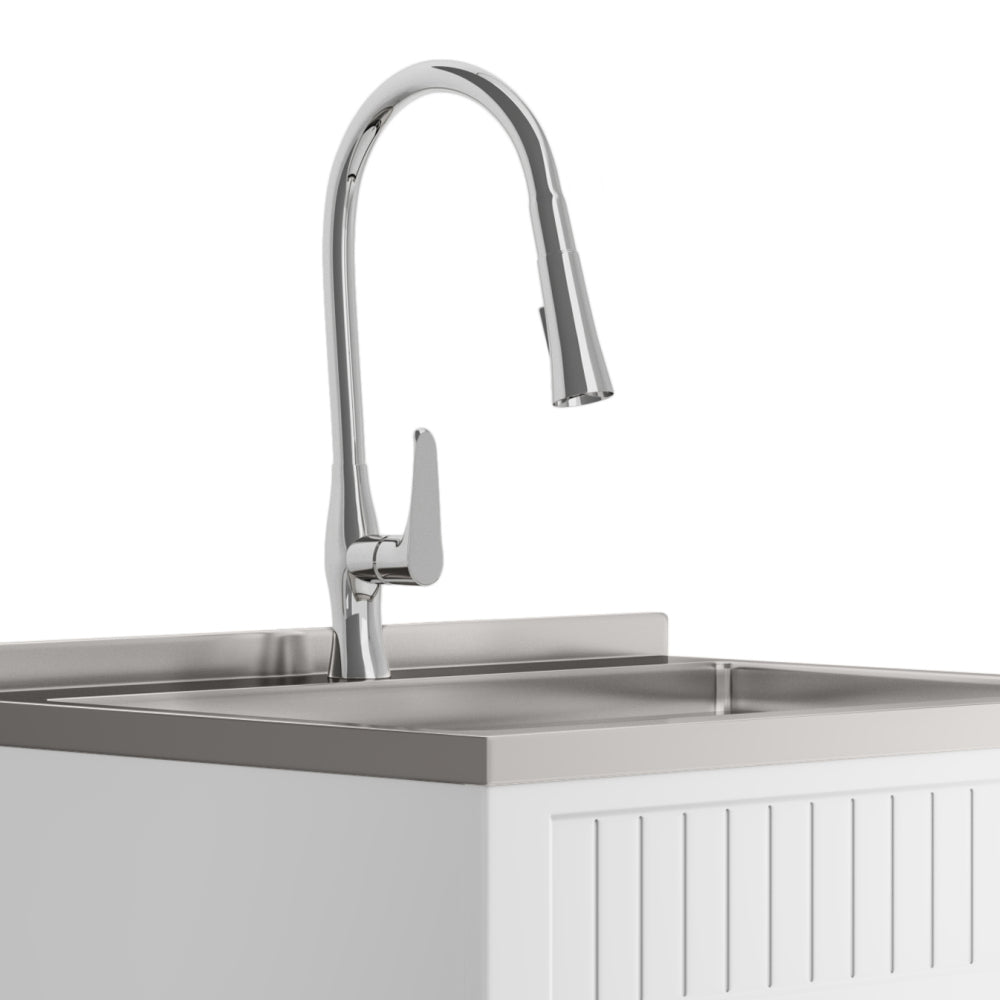 Beckham - 28" Laundry Cabinet with Faucet and Stainless Steel Sink - White