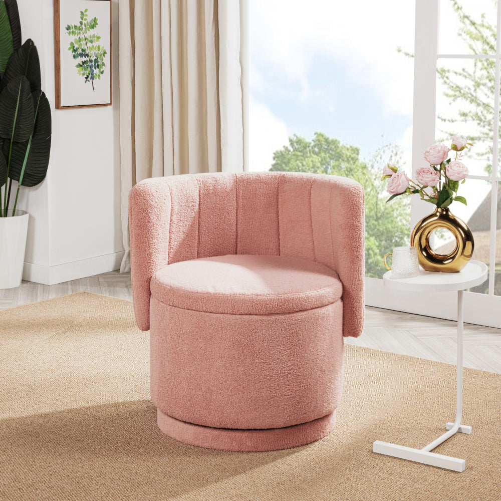 Stylish and Minimalist Teddy Fleece Single Sofa Chair with Arms and Pillow, Armchair, Accent Chair for Living Room, Bedroom, Study,Pink